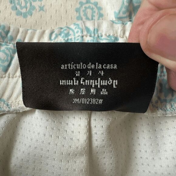 Maison Article Men's Paisley Lined Drawstring‎ Athletic Shorts Blue White Large - Picture 7 of 11